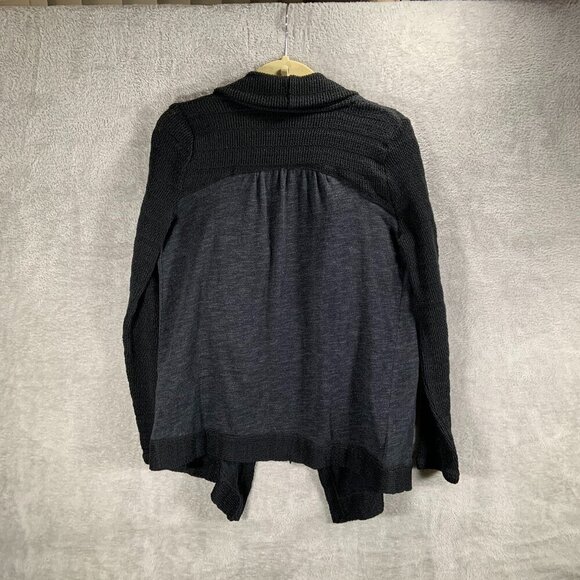 Lucky Brand Cardigan Women's Medium Black Wrap Shawl Casual Office Knit Boho - Picture 3 of 12